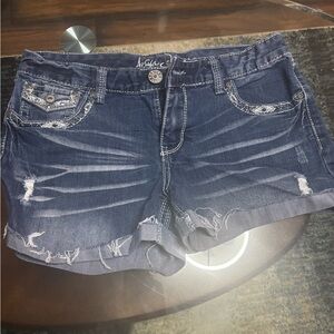 Angels Jeans Distressed Dark Blue Shorts